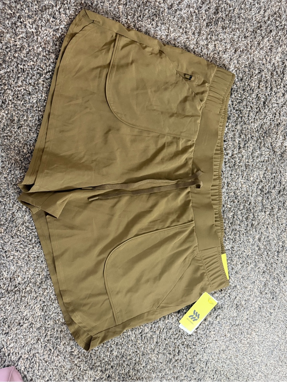 Olive Green Drawstring Athletic Shorts